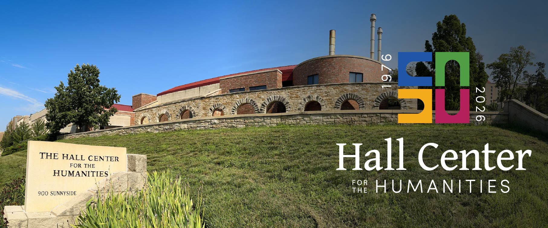 The Hall Center for the Humanities with the fiftieth anniversary logo